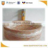 Round Yellow Wooden Marble Bowl With Faucet thumbnail-1