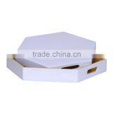 Hexagon Colored Lacquer Serving Tray, Spun Bamboo Tray thumbnail-2