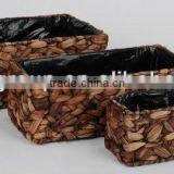 Rectangular Dark Brown Water Hyacinth With Pvc Linner Garden Planter/flower Pots thumbnail-1