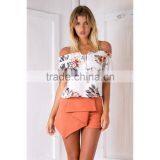 Floral Print off Shoulder Fancy Top Hot Sale Saree Blouse Patterns thumbnail-1