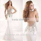 Lux Beaded Sleeveless Satin Sexy Bridal Dress thumbnail-1