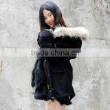 CX-G-P-12M Women Real Raccoon Fur Collar Coat Real Fox Fur Parka thumbnail-2