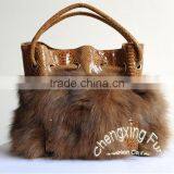 CX-H-27A Good Quality Wholesale Price Genuine Fox Fur Handbag thumbnail-1