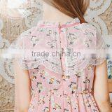 S60729B 2017 Printed Lace Neckline Children Floral Sleeveness Dress thumbnail-2