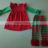 2017 Latest Girls Long Sleeve Wholesale Outfit With Reffled Girls Christmas Pajamas thumbnail-2