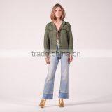 COOL Style GOLD-TONE Rivet Long Sleeves and Shirt Collar Ladies Jacket thumbnail-3