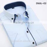 2016 New Arrival Summer Season Fancy 35% Cotton Double Collar Solid Color Short Sleeve Shirt for Man thumbnail-2