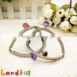Half Circle Crystal Flower Bead Embossed Lace Kisslock Metal Handbag Frame thumbnail-4