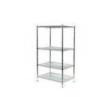 Industrial Wire Shelving, H63, W60, Chrome, 4 Shelves and 4 Posts
