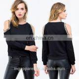 China Fashion Crewneck Sweatshirt Custom Cold Shoulder Long Sleeve Crewneck Sweatshirt With Chain thumbnail-1
