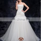 trumpet off-shoulder vintage wedding dresses 3D flower lace bridal gown