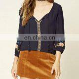 Wholesale Price Long Sleeve Embroidery High Quality Women's Tops and Blouses thumbnail-1