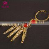 Tribal Indian Style Stage Gold Long Belly Dance Finger Ring Bracelet Jewelry P-9042# thumbnail-4