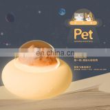 The spaceship shape LED Silicone Night Light  Children's Bedside Lighting Touch Decoration Table cartn pet cat dog Lamp