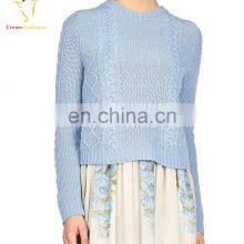 Women Knitted Cashmere Wool Cable Pullover Sweater thumbnail-1