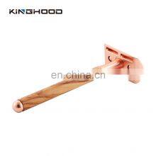 Manual Metal Head Men's Safety Shaving Razor In Wooden Handle thumbnail-2