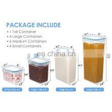 Wholesale 15Piece Airtight Stackable Plastic Storage Boxes Bins Dry Cereal Food Storage Containers Set thumbnail-2