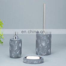 Grey Round Cement Home Decoration Accessories White Pattern Concrete Bathroom Sets thumbnail-3