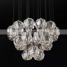 Custom Restaurant Decorative Crystal K9 Glass BOULE DE CRISTAL SMOKE GLASS ROUND CLUSTER CHANDELIER 40