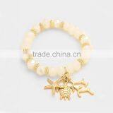 Metal Starfish and Turtle Charm Beaded Stretch Bracelet Sea Life Jewelry thumbnail-6