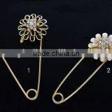 Lady Fashion Latest Desgin Korea Wholesale Wedding Jewellry Opal Flower Rhinestone Brooch Pin thumbnail-1