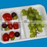 Christmas Kitchen Dinner Disposable Compostable Coated Paper Trays With 4 Compartments