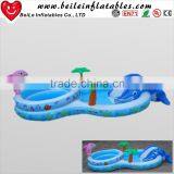 Two rings Inflatable indoor baby pool with slide