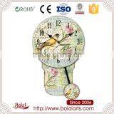 Economical Price Yellow Bird and Flowers Design Roun Pendulum Clock Wall Pendulum thumbnail-1