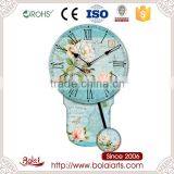 Vivid Colorful European Style Blue Dial White Color Flower Design Wall Clock thumbnail-1