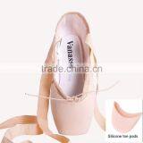 Genuine Leather Outsole Soft Pointe Ballet Gym Dancing Dance Shoes for Girls Kids Children Woman Pink Satin Canvas Toe Pads thumbnail-4
