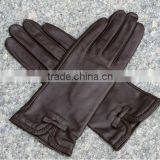 Fashion Winter Brown Driving Real Leather Gloves for Women