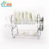 Home Decoration Kitchen Plate Rack 2 Tiers With Plastic Tray thumbnail-2