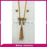 Latest Design Butterfly Stainless Steel Tassel Necklace Wholesale Jewelry Set thumbnail-1