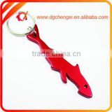 aluminum red shark shaped bottle opener keychain