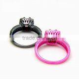 Good Quality Copper Ring Set Gun Black Red Zircon Diamond Finger Rings For Lovers thumbnail-2