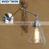 220V Iron Chrome Bar Dining Room Hotel Vintage Glass Wall Lamp Lighting thumbnail-1