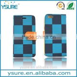 Blue Chess Pattern Fabric Wallet Leather Phone Case For OnePlus One with PVC ID and credit card slots