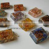 Mix Gemstone Square Reiki Symbol Orgone Pendants