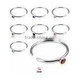 316L Surgical Steel Gem Nose Hoop,body Piercing Jewelry,nose Ring Jewelry