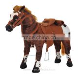 Qaba 26" Plush Standing Horse Toy with Sound -Dark Brown/White