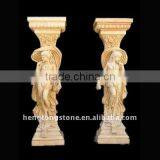Hand Carved Marble Statue Pillar