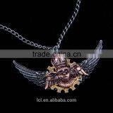 2015 Yiwu Fashion Imitation Jewelry Hot Sale New Arrive Steampunk Gear Angel Wings Pendant Statement Necklace Key Chain thumbnail-4