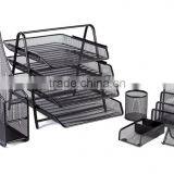 6 Piece Mesh Office Desk Set - 4 Tier File Tray / Folder Holder / Pencil Cup / Business Card Holder / Memo Holder / Lette thumbnail-1