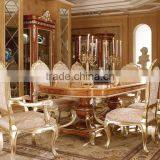 Luxury Vitoria Style Gold Leaf Dining Room Furniture, Baroque Palace Style Marquetry Round Dinning Table With Chairs thumbnail-2