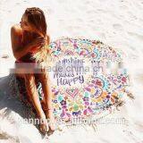 Round 100% Cotton Print Tassel Beach Towel, Beach Mat Sunscreen Shawl