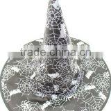 Halloween Costume Cobweb Wizard Black Witch Hat thumbnail-3