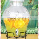 10 Liter Embossed Glass Beverage Dispenser With Metal Rack thumbnail-1