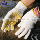 NMSAFETY 10g Yellow Pvc Dots Coated White Cotton Work Gloves for Sale Warm Work Gloves