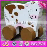 2017 New Products Kids Animal Car Toy Wooden Cow Toy W04A322 thumbnail-3
