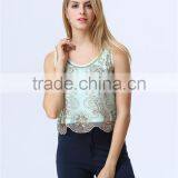 New Design Ladies Sequin Embroideried Beaded Cami Top thumbnail-3
